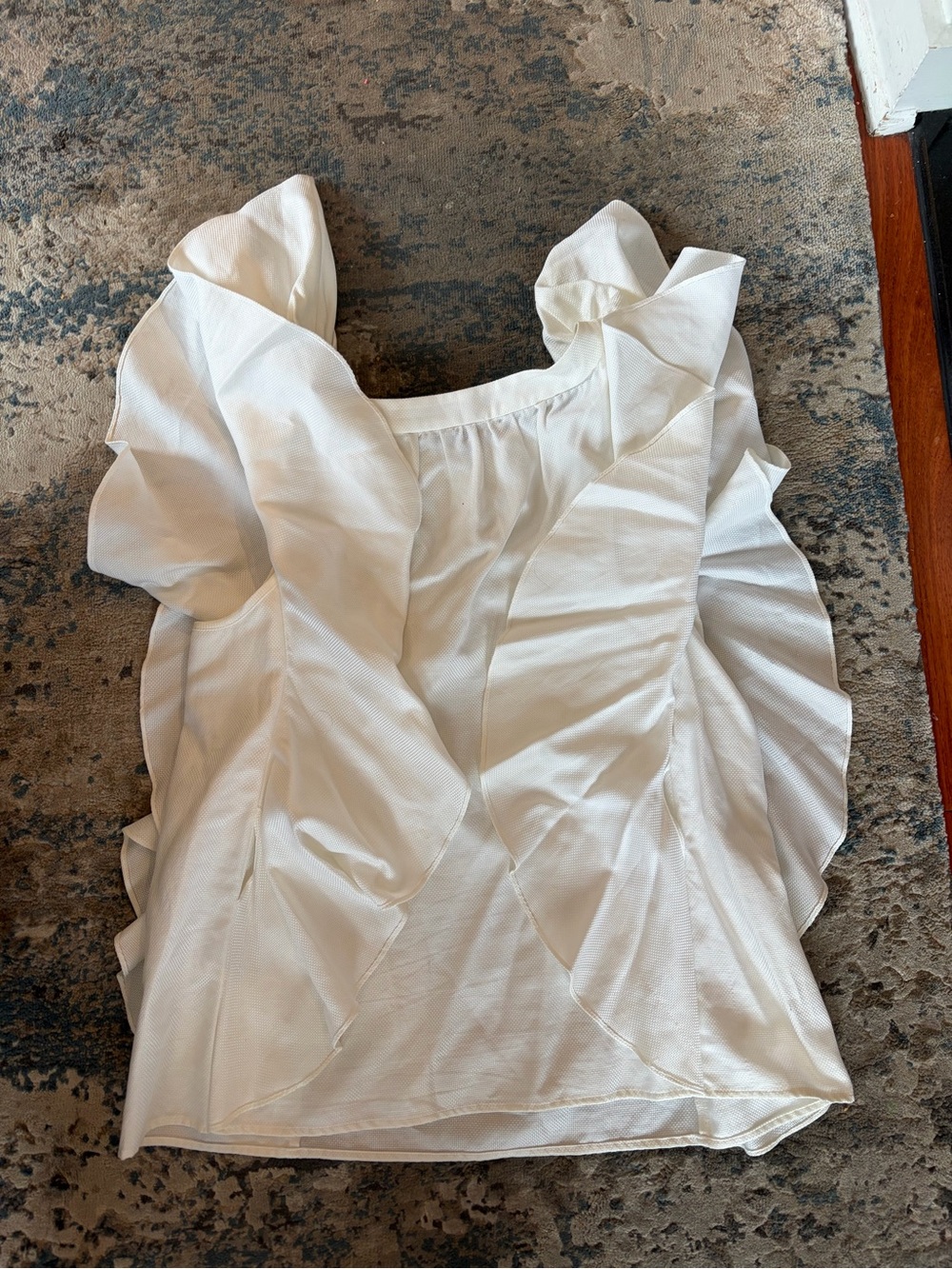 Escada White Statement Ruffle Sleeve Keyhole Top - Picture 5 of 5